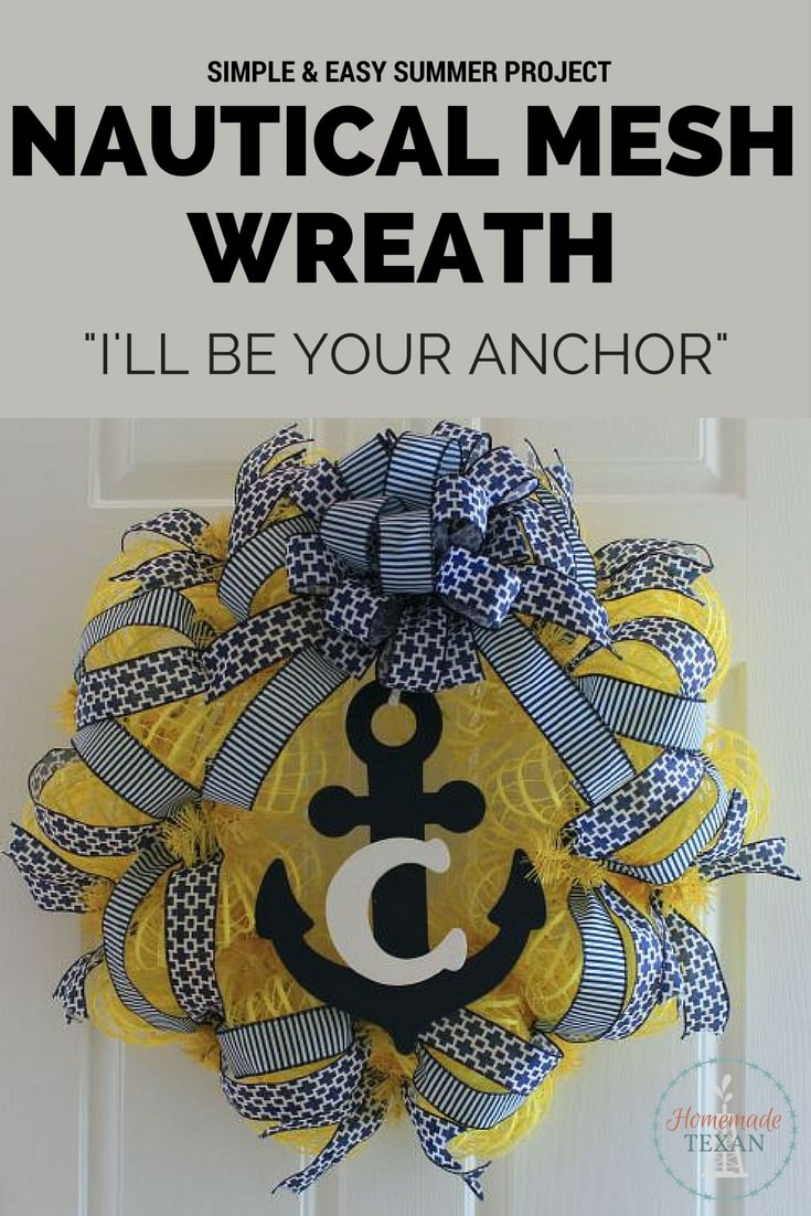 This nautical mesh wreath is a simple DIY home decor idea to make this spring or summer. It's the perfect welcoming piece for your home! Check out how to can make it!